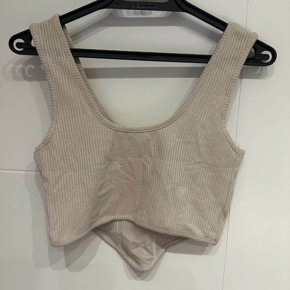 Cream Cropped Tank Top - Picture 2 of 3